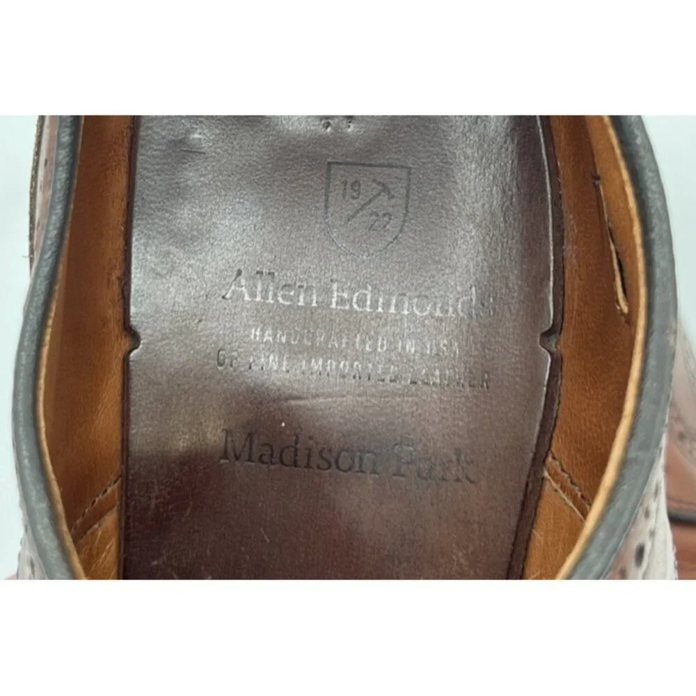 Allen Edmonds Madison Park Dark Walnut Brown Leather Wingtip Oxfords Size 9D
